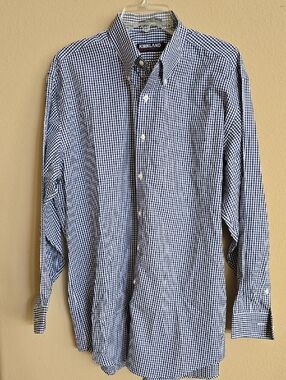 Kirkland Signature Blue and White Classic Check Button-Down Shirt - Non Iron